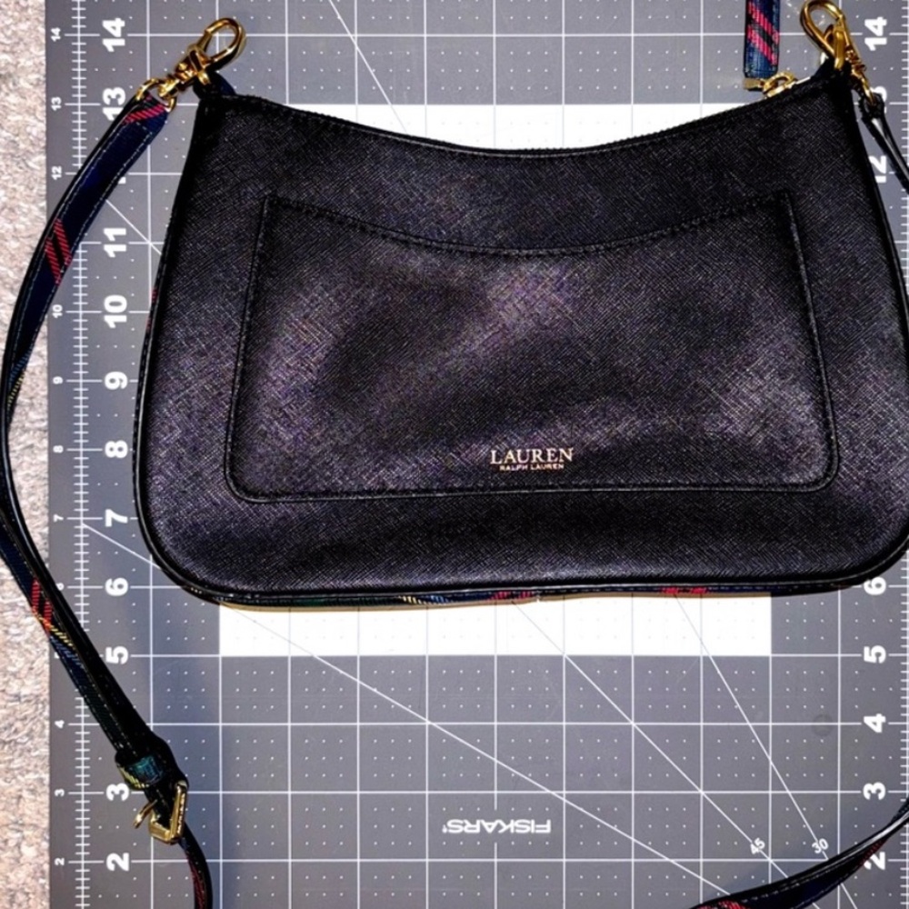 Ralph Lauren Crosshatch Leather Medium Danni plaid bag - Picture 5 of 8